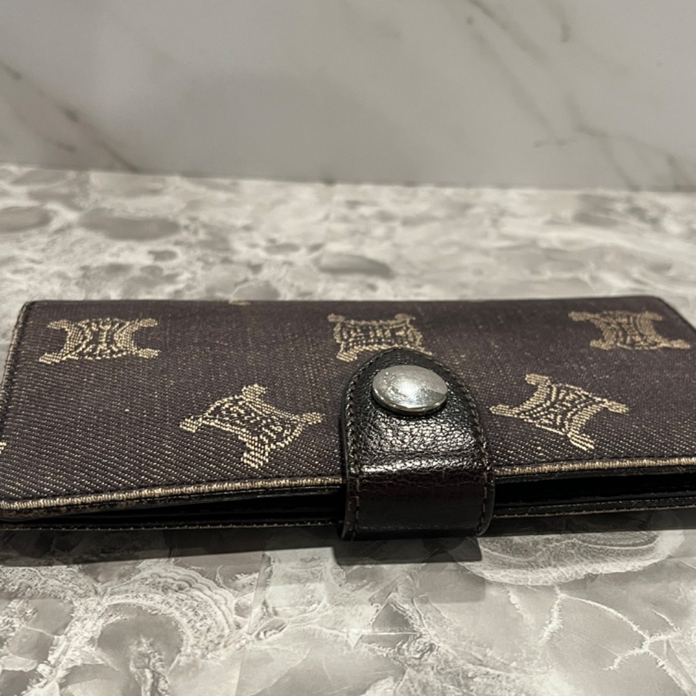Celine logo gray denim long wallet - Picture 10 of 11